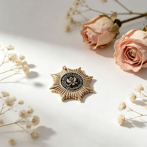 Classic Ins Vintage Zinc Alloy Badge Pendants Multi Shape Star Eagle Cross Medal Charms for DIY Jewelry Hoodie and Metal <b>Label</b> - Product Image 3