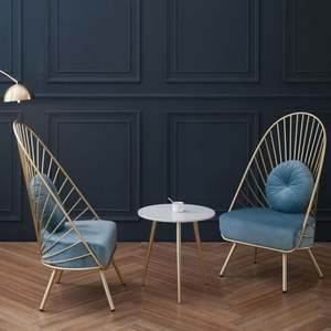 Silla Individual de Tela con Respaldo Alto, Estilo Nórdico Moderno, de Lujo Ligero, para Balcón o Apartamento, con Estructura de Hierro - Product Image 2