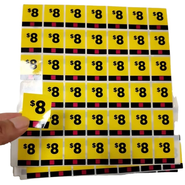 Custom Waterproof Oil Proof Price Labels Adhesive Stickers Rectangular Digital Color Printing for Supermarket Grocery Promotion