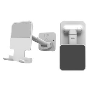 LRXIYODE Supports Adhésifs Muraux Pour Téléphones Portables Et Prises Murales, Rangement Sans Perçage, Abs Solide, Lot De 2 Pièces Gris Et Blanc, Organisation Pratique Pour Maison Et Bureau