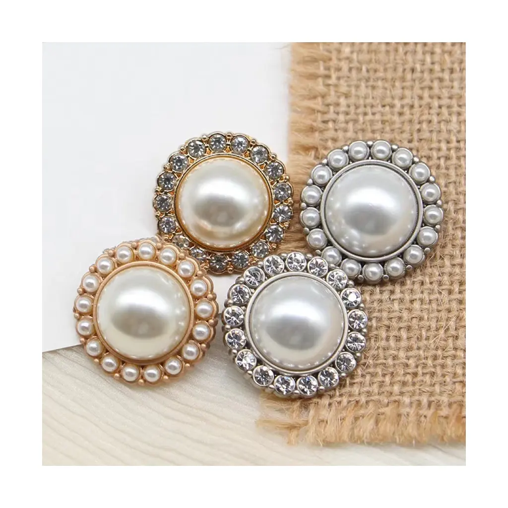 Botones a presión para ropa, botones decorativos de perlas de aleación, color blanco, plateado, dorado, gran oferta, venta al por mayor