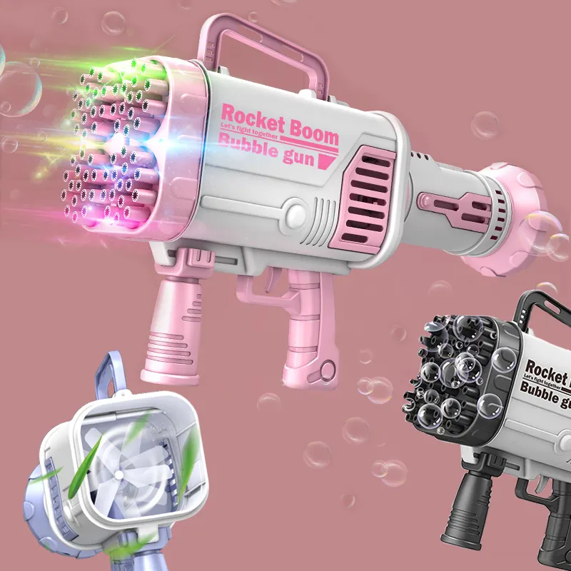 ROXGOCTเด็กเกมกลางแจ้งSummy Blowerบูมบิ๊กฟองเครื่องMaker Hole Launcher Bazookaจรวดฟองปืนแสงแฟลช 64 52