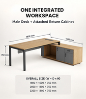 Table de bureau durable avec armoire de rangement autoportante, tiroir verrouillable, pieds fixes – Espace de travail moderne pour le personnel et les managers