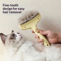 Peigne Premium 2-en-1 pour Animaux de Compagnie : Démêlant et Éliminateur de Sous-Poil avec Dents en PP Sûres et Lame Inférieure en Velours pour le Toilettage des Chats, Chiens et Lapins à Poils Longs