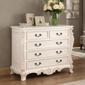 Luxury Antique French European Style Dresser Hand Carved <b>Chest</b> Drawer Solid White Mahogany MDF Hotel Apartment Bedroom <b>Storage</b> - Product Image 3