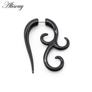 Alisouy 2 Pieces Acrylic Cheater Twist Spiral Heart Star Feather Ear Taper Gauges Expander Earring Plug Body Piercing Jewelry