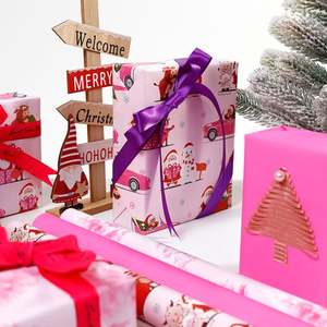Wholesale Disposable Coated 80g <b>Christmas</b> Pink Kraft <b>Paper</b> 43*300cm Luxury Custom Gift <b>Wrapping</b> Packaging - Product Image 5