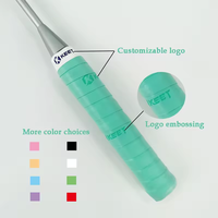 KEET AF75D Bande de grip de badminton en PU multicolore, adhérence douce, prise sèche, amortissement, antidérapante, durable, légère