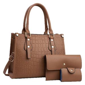Ensemble de sacs cabas pour femme à motif crocodile, rouge, grande capacité, sac bandoulière avec portefeuille et pochette, printemps 2024 - Product Image 5