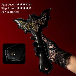 Pagaie de fessée en cuir BDSM avec motif de masque de chauve-souris, outil d'entraînement à la domination et à la soumission, jouet de plaisir interactif pour adultes - Product Image 2