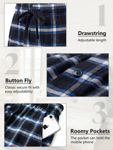 <span class=keywords><strong>Pantaloni</strong></span> Larghi da Donna a Quadri <span class=keywords><strong>con</strong></span> Elastico in Vita, Morbidi <span class=keywords><strong>Pantaloni</strong></span> Lunghi Verde-<span class=keywords><strong>Blu</strong></span> <span class=keywords><strong>con</strong></span> <span class=keywords><strong>Tasche</strong></span> <span class=keywords><strong>Laterali</strong></span>, Stile Casual per Casa - Product Image 4