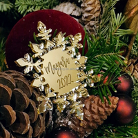 Miroir GOLD Noël Flocon de neige gravé sur mesure Décoration acrylique dorée Suspension Noël