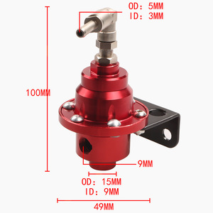 Régulateur de pression de carburant 100 mm en aluminium rouge avec jauge pour mise à niveau du turbo de voiture - Product Image 1