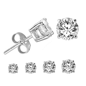 Orecchini a Perno Unisex alla <span class=keywords><strong>Moda</strong></span> in Acciaio Inossidabile 316L con Zirconi Rotondi, Forniti Direttamente dalla Fabbrica, Disponibili all'Ingrosso - Product Image 2