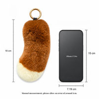Porte-clés en fourrure de lapin Rex véritable de 18 cm, breloque de sac en fourrure, couleur personnalisée, vente en gros, OEM, ODM, accessoire de mode