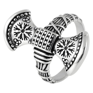 Yunnique – bague en acier inoxydable en forme de flocon de neige Viking pour hommes, bijoux de Style Punk géométrique, cadeau de couleur argent - Product Image 5