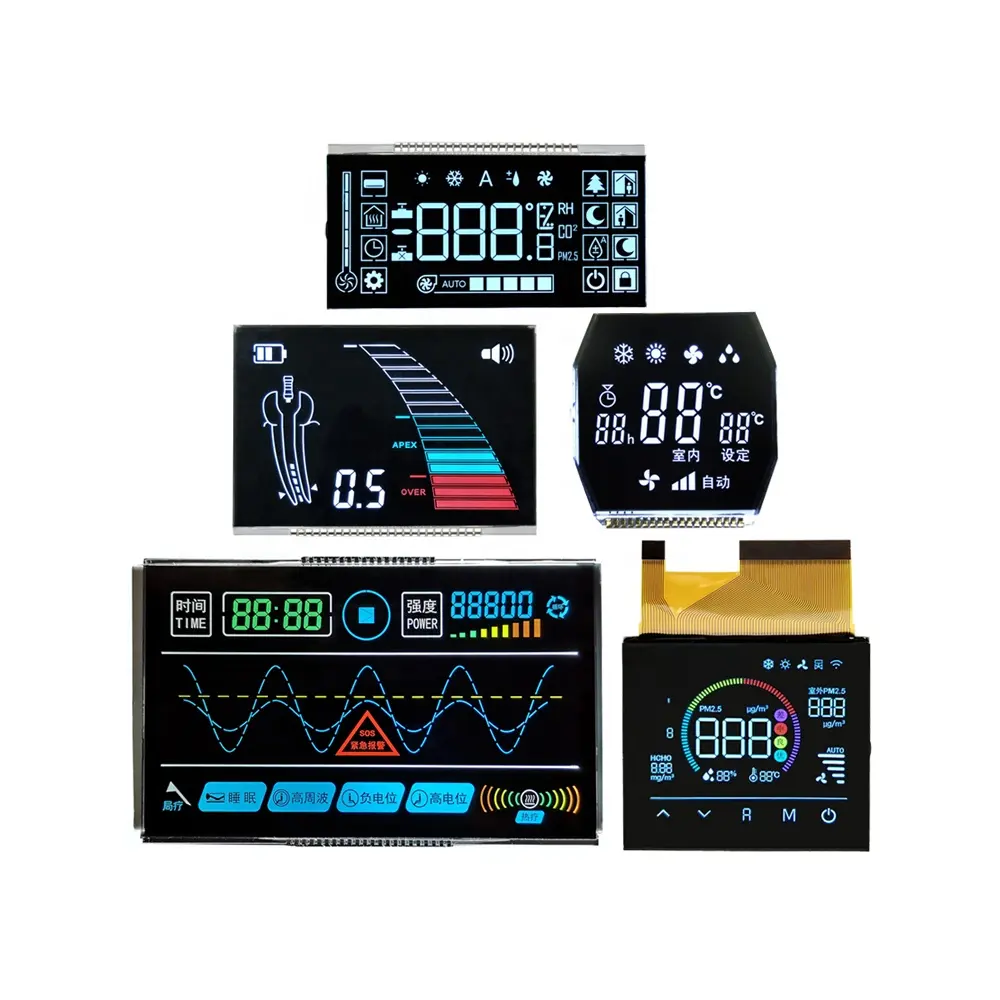 OEM & ODM LCD 공장 TN VA 검정 흑백 LCD 스크린 BTN 주문 LCD 디스플레이 단위 8 손가락 7 세그먼트 전시