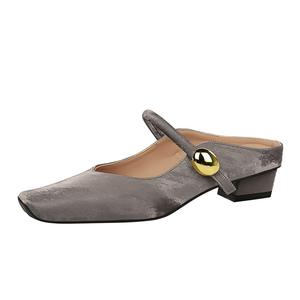 Chaussures Bigtree 1062-1 à talon épais et bas, bout carré, style mule avec brides droites pour femme, idéales pour l'extérieur - Product Image 5