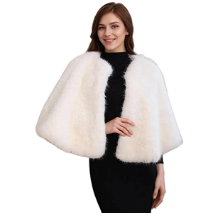 Women Versatile Faux Fur <b>Shawl</b> Round Neck Sleeveless Wrap Elegant <b>Wedding</b> <b>Shawl</b> for Gowns Sequin Dress - Product Image 4