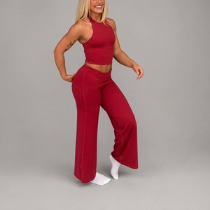 Pantaloni da Yoga a zampa di elefante da donna con cintura pieghevole in vita ampia - Product Image 2