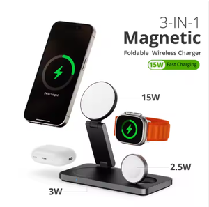 Cadeaunoel Tendances 2025 <span class=keywords><strong>3</strong></span> en 1 pliable chargeur sans fil magnétique multifonction support de charge de téléphone 15W Portable livraison directe - Product Image 5