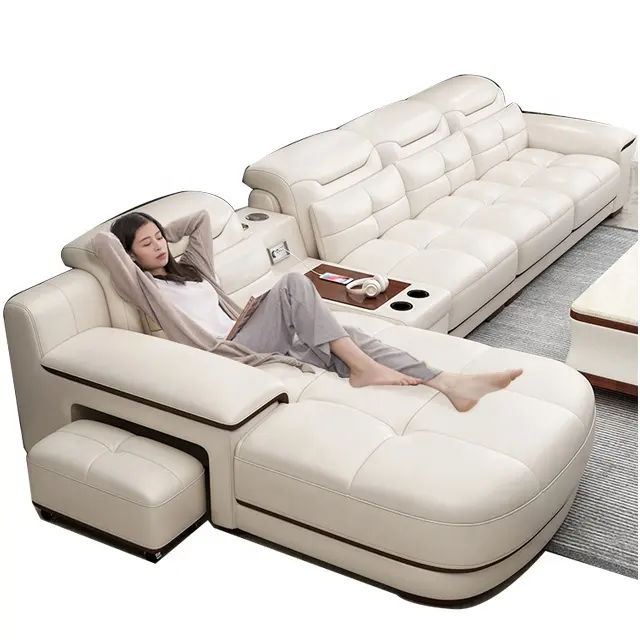 Sofá de alta qualidade em couro, venda direta da fábrica, mais recente design personalizado, forma de l, seccional, em formato de u, para sala de estar, sofá