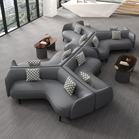 Vestíbulo del hotel Vip Lounge Recepción Curvada Circular Cuero Moderno Modular Comercial Sala de estar Espera Negociación Sofá Conjunto