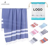 Large 100*180cm Organic Weave Turkish Cotton Beach Towel with Tassels Peshtemal Blanket Bath Pool Spa Customizable Logo