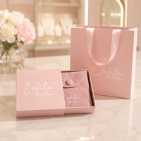 Boîte d'emballage de bijoux en carton de luxe personnalisée avec tiroir coulissant et pochette en velours pour collier et bague
