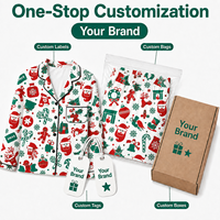 Pyjama personnalisé de Noël rouge et vert avec motif flocon de neige, col cranté, tricoté sur le devant, en polyester pour femme, POD, MOQ 1 pièce, Dropshipping