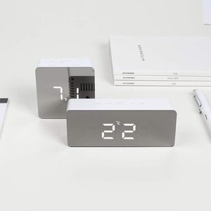 LED Multi-function Snooze Display White Time Table Alarm <b>Digital</b> <b>Clock</b> Modern Mirror Alarm <b>Clock</b> LED White Light Table Lamp - Product Image 3