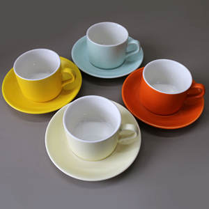 Juego de Taza y Platillo de Cerámica Simple, Color Sólido, Reutilizable para Uso Doméstico, Regalos - Product Image 2