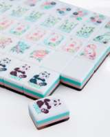Tuiles de Mahjong Américaines de Luxe Personnalisées en Acrylique Gravé, Motif Floral, Grue, Bambou, Dragon, Panda, pour Cadeau de Vacances