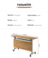 Bureau de travail extensible moderne de 1,4 m avec roulettes, design pliable pour la maison, le bureau, l'école, la formation