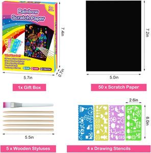 Papel para Rascar Arcoíris, Regalos de Arte para Niñas y Niños de 3, 4, 5, 6, 7, 8, 9 y 10 Años, Manualidades de Arte para Rascar para Niños - Product Image 2