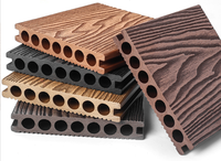 Plancher de terrasse en composite WPC, carré, pour jardin extérieur, anti-UV, imperméable, antidérapant, avec gaufrage 3D profond, imitation teck creux