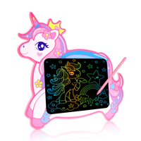 Tablette d'écriture LCD Licorne pour enfants, bloc-notes graphique de dessin animé, design mignon, portable, cadeau scolaire idéal, rose, bleu, à une touche