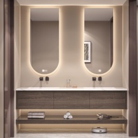 Meuble-lavabo mural double vasque de style italien minimaliste intelligent pour hôtel et appartement