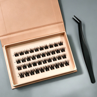 Cils auto-adhésifs marron volumineux sans bande, format boîte, taille personnalisée, vente en gros, boîte acrylique, Europe, Royaume-Uni, France, Italie