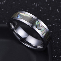 Bagues de couple en carbure de tungstène poli avec incrustation de coquille d'ormeau naturelle, assorties pour lui et pour elle, alliance de mariage confortable, bijoux de fiançailles