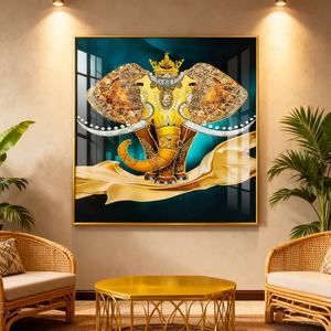 Peinture d'animaux de style islamique, Peinture de l'éléphant sacré, Vente en gros, Affiche encadrée, Décoration murale LED, Peinture en porcelaine de cristal - Product Image 6