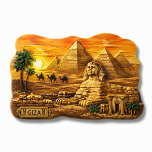 Imán de Resina 3D con Logotipo Personalizado al por Mayor, Diseño de Pirámide del Desierto con Camello, Recuerdo para Refrigerador - Product Image 1