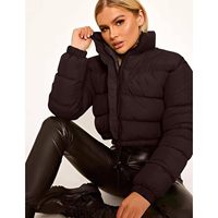 Veste courte matelassée pour femme, hiver, manches longues, coupe-vent avec cordon de serrage