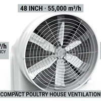 Ventilateur d'extraction de 48 pouces, 55000 m³/h, pour l'élevage avicole, avec 6 pales en alliage et moteur BLDC, pour les poulaillers