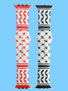 Correa de Repuesto para Reloj de Silicona Ecológica con Diseño Palestino Kuffiyeh, con Color Personalizado - Product Image 2