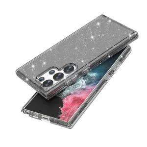 Saiboro 2 In 1 bling cellphone case for Samsung Galaxy S23 Shockproof glitter cover for Samsung s24 s23 ultra