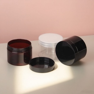 Clear Color <b>Jar</b> Cosmetics Container Empty Body Cream <b>Jar</b> 100ml <b>Plastic</b> <b>Jar</b> with Black Lid for Body Cream - Product Image 2