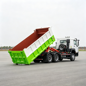 Sinotruk Howo 10 <b>Wheels</b> Hook Loader Garbage Truck Rear Twin Axle Hook Arm <b>Bin</b> Lifter Truck For Waste Disposal - Product Image 4