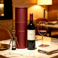 Emballage personnalisé en tube de papier pour bouteille de vin, boîte-cadeau cylindrique en carton, fournisseur en gros