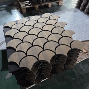 Pannello Acustico in <span class=keywords><strong>Legno</strong></span> 3D 600mm*2400mm/2600mm/2800mm/3000mm, Pannello a Doghe Fonoassorbente Ignifugo - Product Image 3